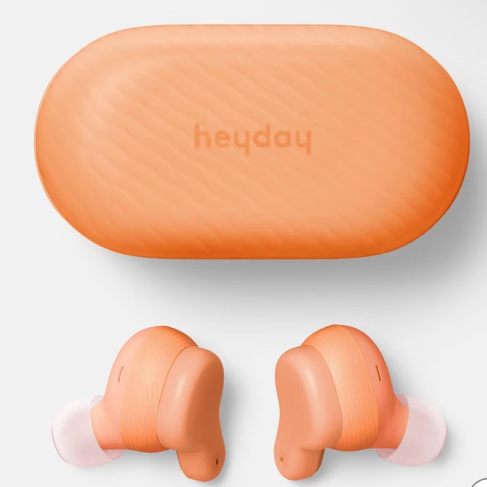 Heyday Bluetooth Earbuds in Peach Orange